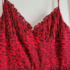 Fame and Partners red and maroon formal ball gown